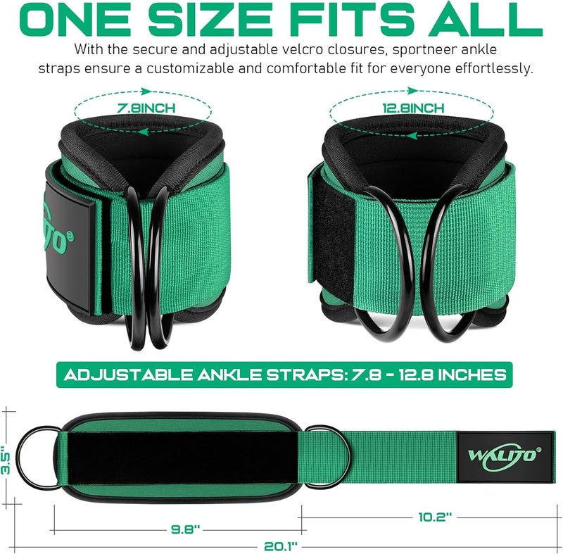 WALITO Gym Ankle Straps for Cable Machines Women & Men - Glute Kickback Ankle Cuff, Adjustable Cable Machine Accessories for Leg Extensions, Hip Abductors & Lower Body Workouts - Image 3